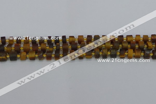 CRB1252 15.5 inches 5*8mm tyre matte yellow tiger eye beads