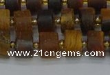 CRB1253 15.5 inches 6*10mm tyre matte yellow tiger eye beads