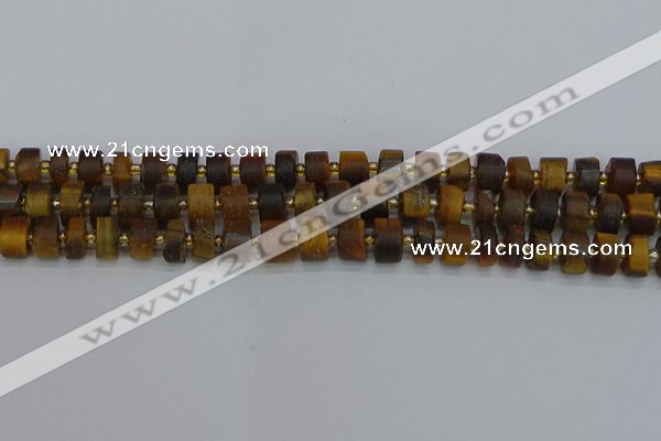 CRB1253 15.5 inches 6*10mm tyre matte yellow tiger eye beads