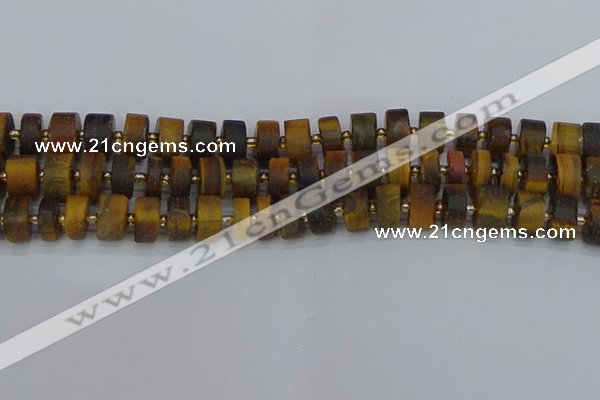 CRB1254 15.5 inches 6*12mm tyre matte yellow tiger eye beads