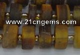 CRB1255 15.5 inches 7*14mm tyre matte yellow tiger eye beads