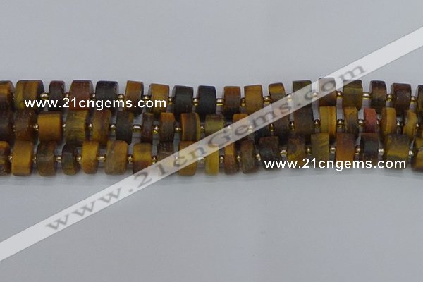 CRB1255 15.5 inches 7*14mm tyre matte yellow tiger eye beads