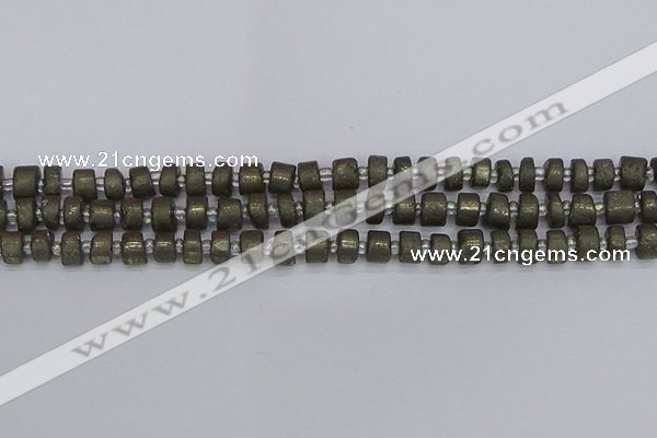 CRB1259 15.5 inches 5*8mm tyre matte pyrite gemstone beads