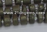 CRB1260 15.5 inches 6*10mm tyre matte pyrite gemstone beads