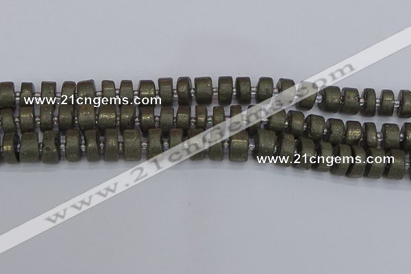 CRB1261 15.5 inches 6*12mm tyre matte pyrite gemstone beads