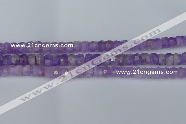 CRB1272 15.5 inches 6*10mm faceted rondelle lavender amethyst beads