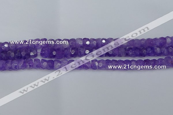 CRB1276 15.5 inches 6*10mm faceted rondelle lavender amethyst beads