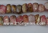 CRB1283 15.5 inches 5*8mm faceted rondelle rhodochrosite beads