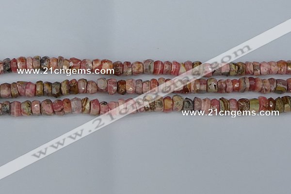 CRB1283 15.5 inches 5*8mm faceted rondelle rhodochrosite beads