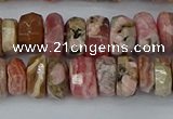 CRB1284 15.5 inches 6*10mm faceted rondelle rhodochrosite beads