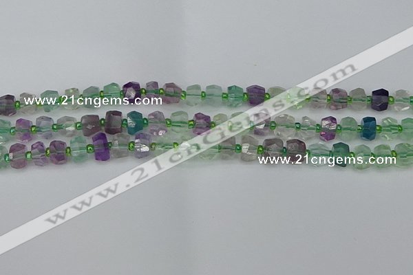 CRB1288 15.5 inches 6*10mm faceted rondelle fluorite beads