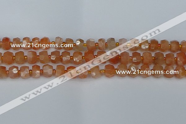 CRB1292 15.5 inches 6*10mm faceted rondelle moonstone beads