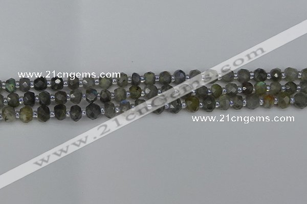 CRB1294 15.5 inches 4*6mm faceted rondelle labradorite beads