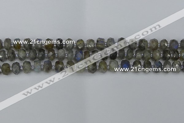 CRB1295 15.5 inches 5*8mm faceted rondelle labradorite beads