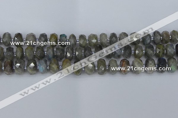 CRB1297 15.5 inches 6*12mm faceted rondelle labradorite beads