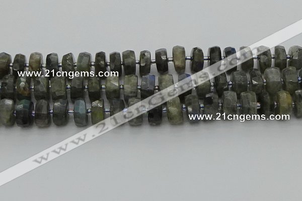 CRB1303 15.5 inches 7*14mm faceted rondelle labradorite beads