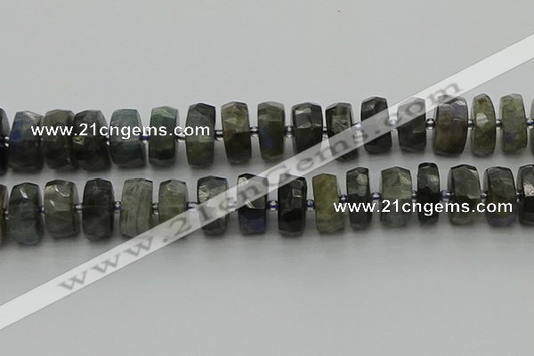 CRB1305 15.5 inches 8*18mm faceted rondelle labradorite beads
