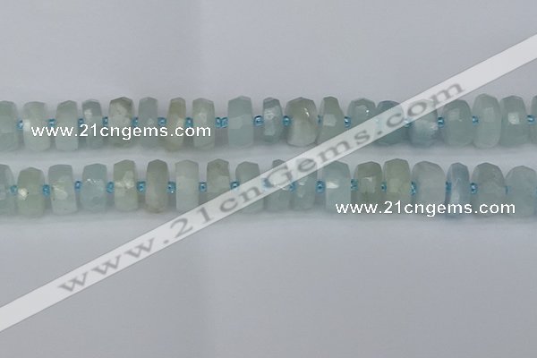 CRB1314 15.5 inches 7*14mm faceted rondelle aquamarine beads