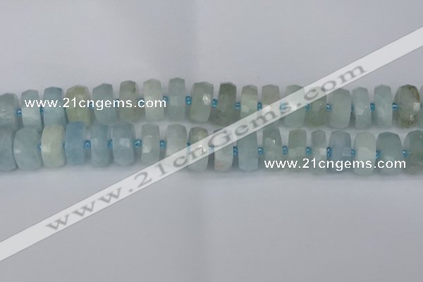 CRB1315 15.5 inches 8*16mm faceted rondelle aquamarine beads