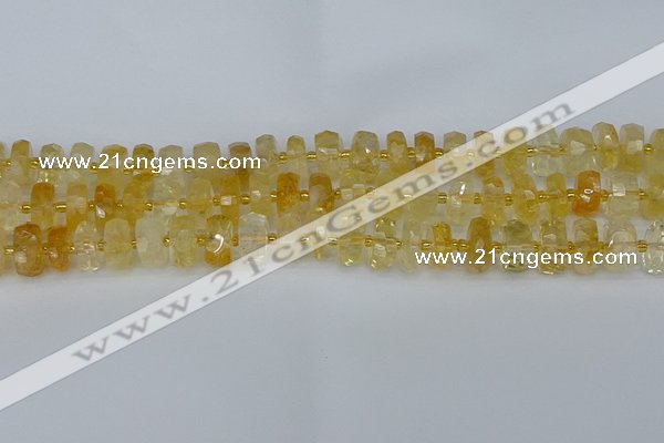 CRB1321 15.5 inches 6*10mm faceted rondelle citrine beads