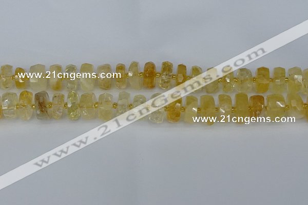 CRB1322 15.5 inches 6*12mm faceted rondelle citrine beads