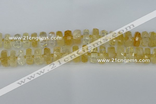 CRB1325 15.5 inches 8*18mm faceted rondelle citrine beads