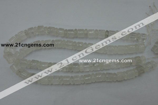 CRB134 15.5 inches 6*12mm & 10*12mm rondelle white crystal beads