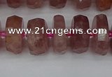 CRB1343 15.5 inches 7*14mm faceted rondelle strawberry quartz beads