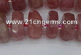 CRB1344 15.5 inches 8*16mm faceted rondelle strawberry quartz beads