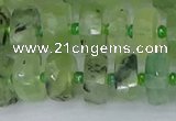 CRB1351 15.5 inches 6*10mm faceted rondelle green rutilated quartz beads