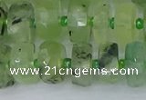 CRB1352 15.5 inches 6*12mm faceted rondelle green rutilated quartz beads