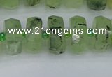 CRB1353 15.5 inches 7*14mm faceted rondelle green rutilated quartz beads