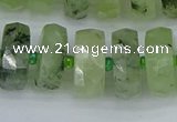 CRB1354 15.5 inches 8*16mm faceted rondelle green rutilated quartz beads