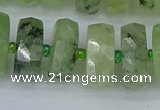 CRB1355 15.5 inches 8*18mm faceted rondelle green rutilated quartz beads