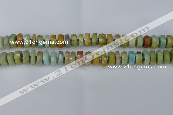 CRB1361 15.5 inches 6*10mm faceted rondelle Chinese amazonite beads