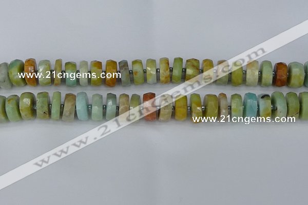 CRB1362 15.5 inches 6*12mm faceted rondelle Chinese amazonite beads