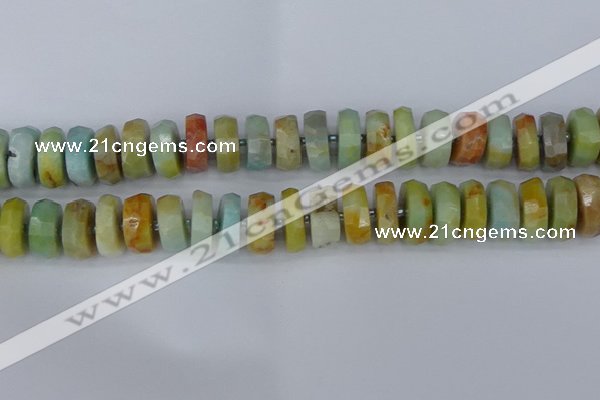 CRB1364 15.5 inches 8*16mm faceted rondelle Chinese amazonite beads