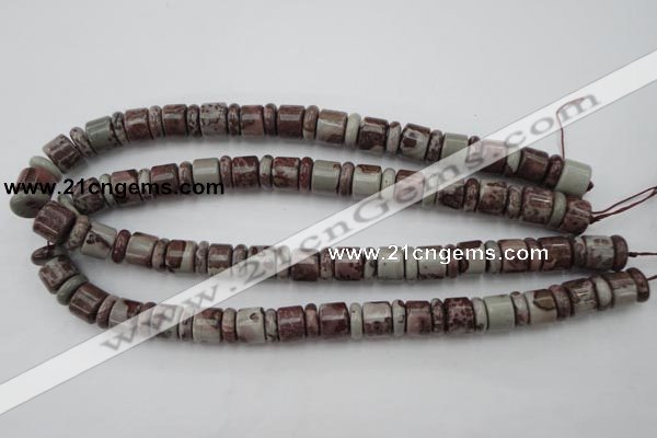 CRB137 15.5 inches 6*12mm & 10*12mm rondelle artistic jasper beads