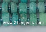 CRB1371 15.5 inches 6*10mm faceted rondelle amazonite beads