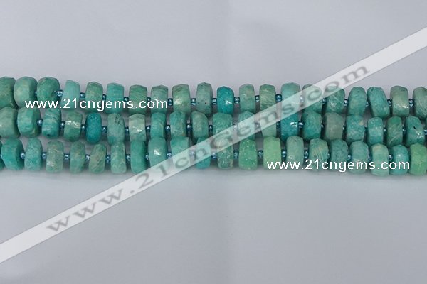 CRB1371 15.5 inches 6*10mm faceted rondelle amazonite beads