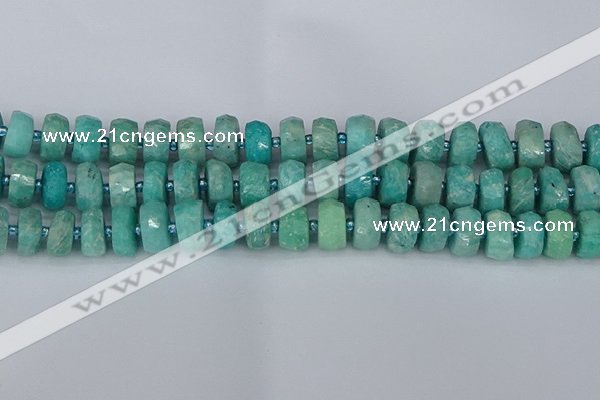 CRB1372 15.5 inches 6*12mm faceted rondelle amazonite beads