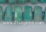 CRB1373 15.5 inches 7*14mm faceted rondelle amazonite beads