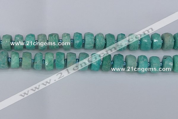 CRB1374 15.5 inches 8*16mm faceted rondelle amazonite beads