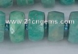 CRB1375 15.5 inches 8*18mm faceted rondelle amazonite beads