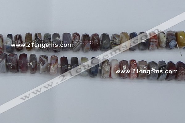 CRB1385 15.5 inches 8*18mm faceted rondelle botswana agate beads