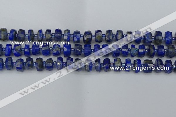 CRB1391 15.5 inches 6*10mm faceted rondelle lapis lazuli beads