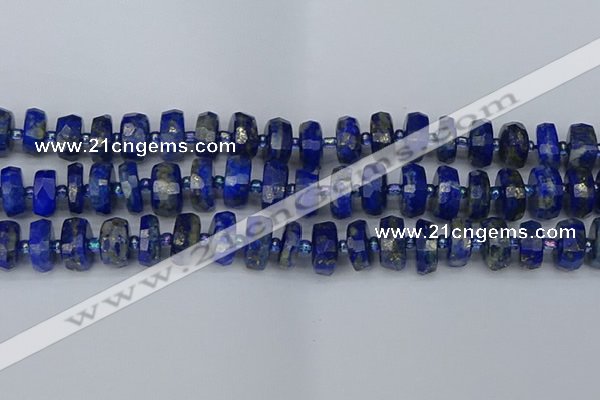 CRB1393 15.5 inches 7*14mm faceted rondelle lapis lazuli beads