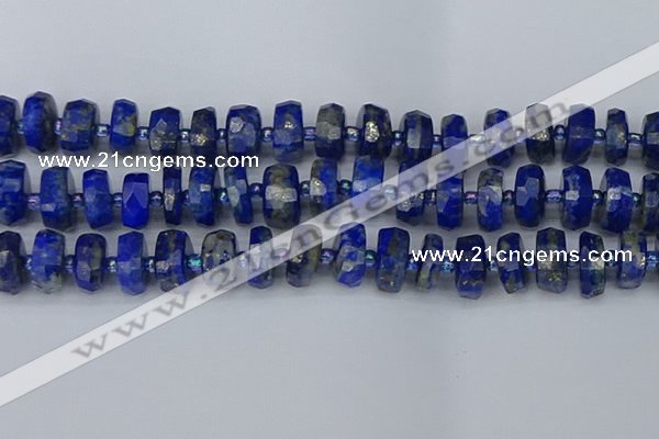 CRB1395 15.5 inches 8*18mm faceted rondelle lapis lazuli beads