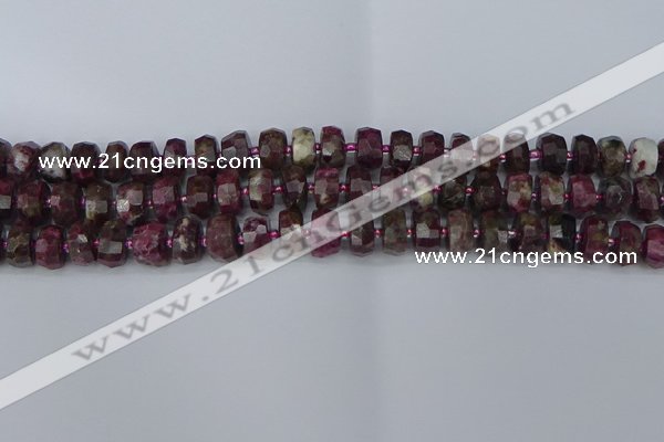 CRB1401 15.5 inches 6*10mm faceted rondelle tourmaline beads