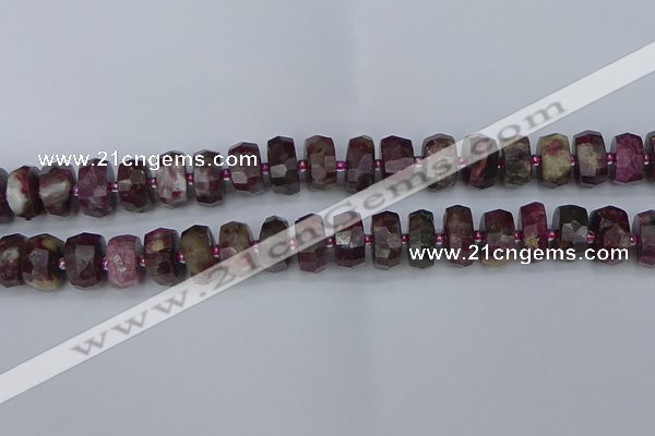 CRB1403 15.5 inches 7*14mm faceted rondelle tourmaline beads